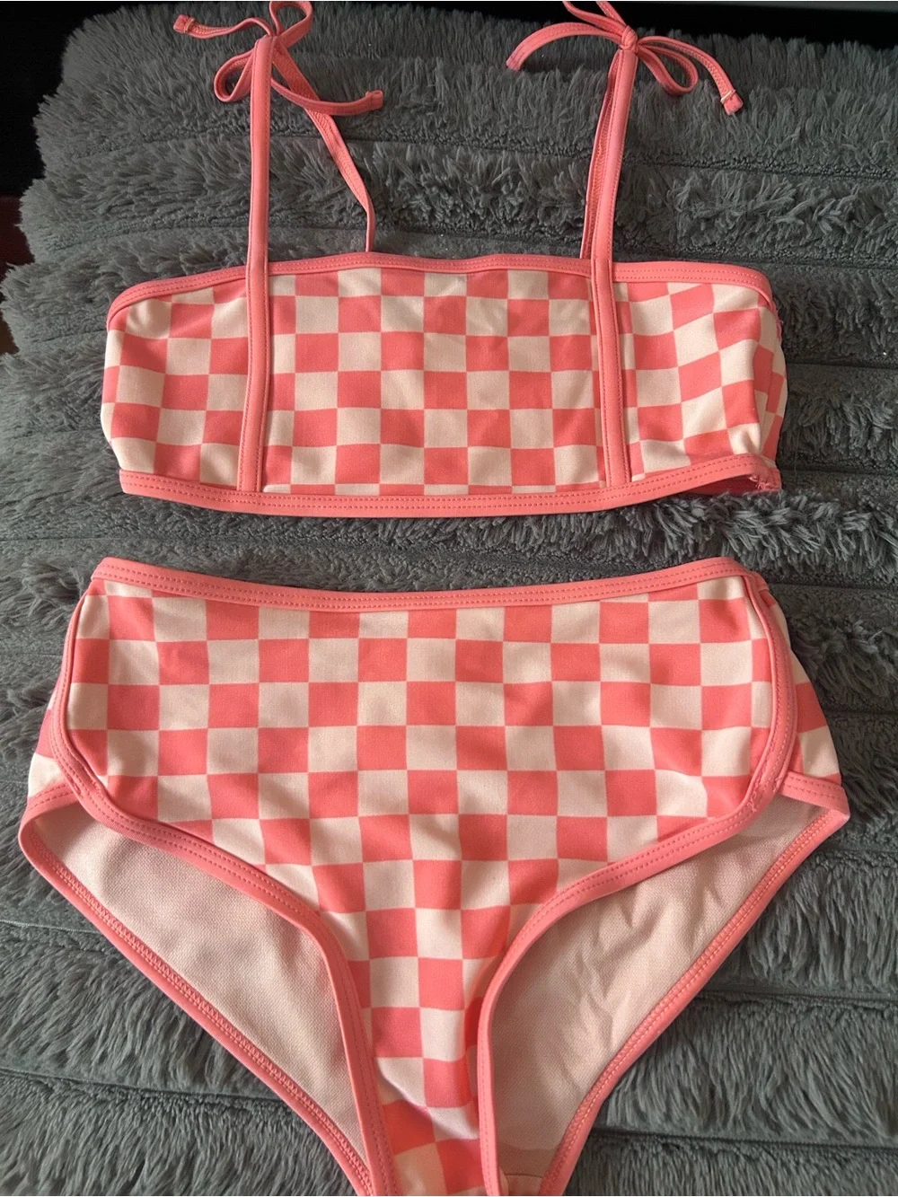 Pink cat and jack Checkered Two-Piece Bikini Set
